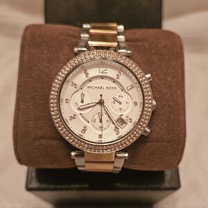 Michael Kors Rose Gold Crystal-Accent Chronograph Watch